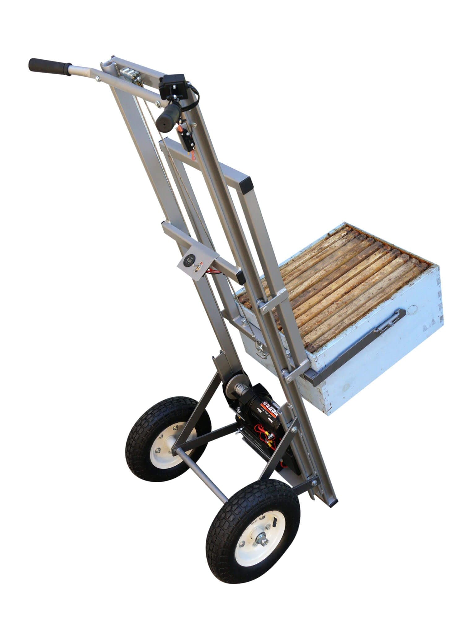Electric beehive lifter for sale, made in USA, raising a honey super